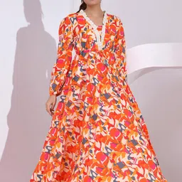 SIDDHO HUM Abstract Printed V-Neck Maxi Dress image 1