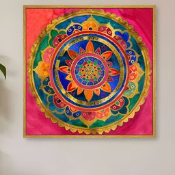 Myntra Elegant Homes Pink & Multicoloured Single Piece Canvas Wall Paintings-picture-32