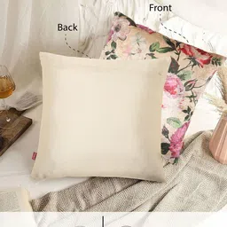 Tesmare Beige & Multicoloured Set of 2 Floral Velvet Square Cushion Covers image 4