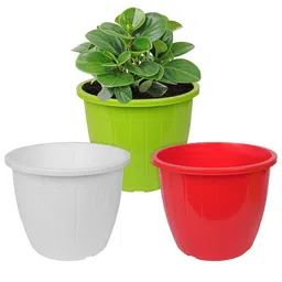 Kuber Industries Set Of 3 Red & White & Green Textured Duro Flower Planters-image-58