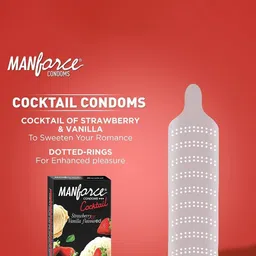 Manforce Men Set Of 2 Cocktail Condoms with Dotted-Rings - Strawberry & Vanilla Flavoured image 3