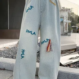 LULU & SKY Girls Wide Leg High-Rise Highly Distressed Heavy Fade Jeans-picture-54