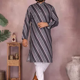 JENJEE Men Printed Regular Pure Cotton Kurta with Pyjamas-picture-25