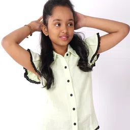CHARMGAL Girls Classic Spread Collar Textured Cotton Casual Shirt-image-8