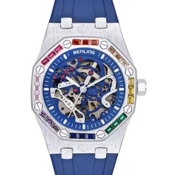 BENLING Men Straps Analogue Automatic Motion Powered Watch BENL-0005-SLVRBLU image 2