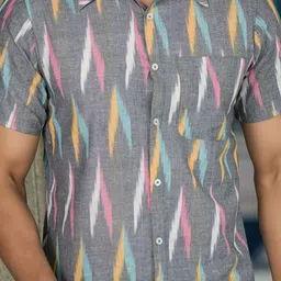 AKS Men Spread Collar Abstract Printed Cotton Casual Shirt image 3