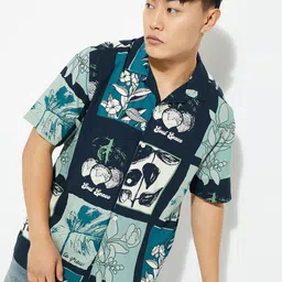 max Floral Printed Spread Collar Short Sleeves Regular Fit Casual Shirt image 2