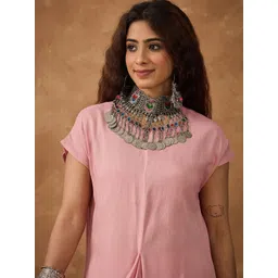 InWeave Round Neck A-Line Kurti With Palazzos image 3