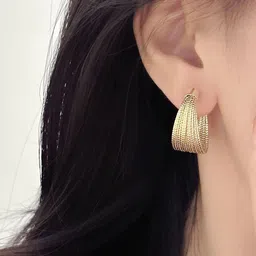 Aurum & You Gold Plated Contemporary Half Hoop Earrings-picture-16