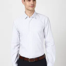 Peter England Men Spread Collar Vertical Striped Cotton Slim Fit Formal Shirt-picture-39