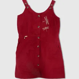 Purple United Kids Girls Embellished Short Dungarees-picture-21