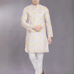 PulseIQ Men Printed Thread Work Kurta image 3