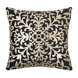 HOSTA HOMES Black & Gold-Toned Set of 5 Ethnic Motifs Velvet Square Cushion Covers image 4