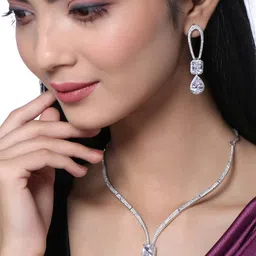 TIYARA Women Silver Ethnic Artificial Stones Silver-Plated Jewellery Set-picture-25