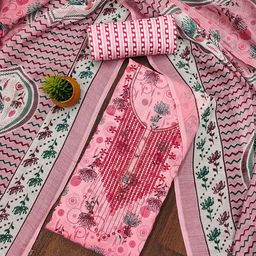 SHADOW & SAINING Floral Printed Sequnnied Pure Cotton Unstitched Dress Material-picture-19