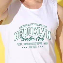 WOOSTRO Pack Of 2 Printed Combed Cotton Gym Vests VWS26(BKLN WHITE)(HARD OLIVE) image 2