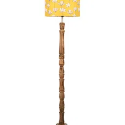 green girgit Yellow & Brown Printed Wooded Floor Lamps image 5
