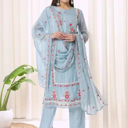 Anouk Women Floral Embroidered Regular Thread Work Kurta with Trousers & Dupatta-picture-32