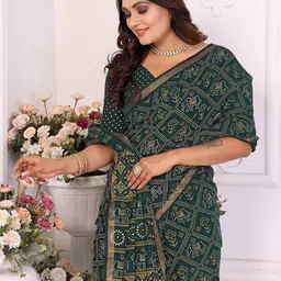 Divyadham Textiles Bandhani Printed Zari Woven Design Pure Cotton Saree image 4