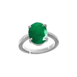 RRVGEM 11.00 KT 11.25 Ratti Zambian Emerald Panna Silver Plated Ring image 2