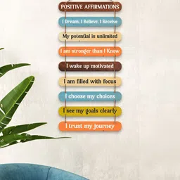 ArtVibes Blue & Brown Printed Wooden Wall Hangings image 5