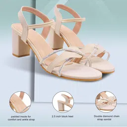 THE STHAPAK BLESS YOUR FEET Women Cream Synthetic Leather Block Heels image 5
