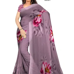 SHIVAM FABRICS Floral Poly Georgette Saree image 1