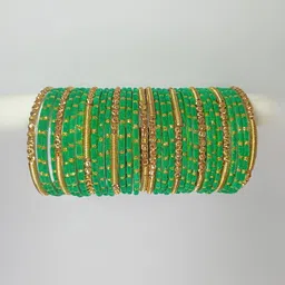 Instyle Forever Set Of 34 Green Glass Artificial Stones & Beads Bangle-picture-24