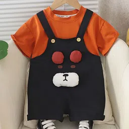 INCLUD Boys Self Design Dungaree With T-shirt-picture-32