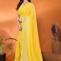 V3 FASHION STUDIO Ethnic Motifs Zari Poly Georgette Saree image 5