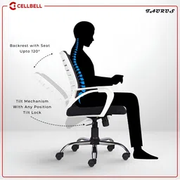 CELLBELL White & Black Mid Back Mesh Office Executive Chair image 5