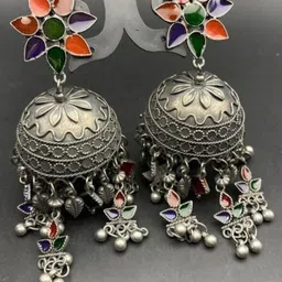 Sangria Artificial Stones Studded Dome Shaped Jhumkas image 2