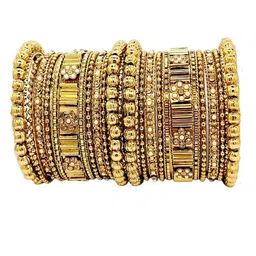 FEMMIBELLA Set Of 18 Gold-Plated Stone Studded Bangles image 5