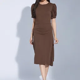Selvia Dyed Puff Sleeve Sheath Mini Dress-picture-39
