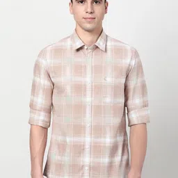 Peter England Casuals Checked Spread Collar Slim Fit Pure Cotton Shirt-picture-12