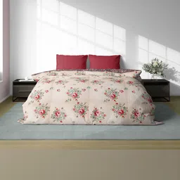 Ackross Pink & Beige Floral Printed Microfiber 90 GSM Mild Winter Reversible Dohar-picture-12