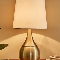 Home Centre Albama Okien White Textured Cylindrical Shaped Table Lamp-picture-3