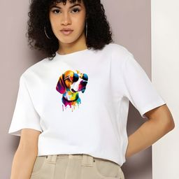 KAIDO Animal Printed Round Neck Drop-Shoulder Sleeves Cotton T-shirt-picture-29