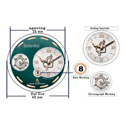 DOUBLERUN Men Dial & Leather Bracelet Style Straps Analogue Chronograph Watch image 3