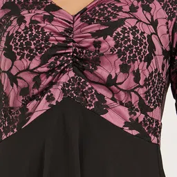 Miss Chase Floral Printed Georgette Fit & Flare Maxi Dress image 4