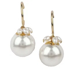 StyleCast Gold Plated Pearls Beaded Contemporary Drop Earrings image 2