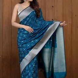 Anouk Woven Design Zari Silk Blend Handloom Banarasi Saree image 4