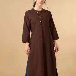 COTTONS DAILY Mandarin Collar Straight Cotton Kurta-picture-10