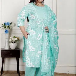 Swasti Women Printed Pure Cotton Kurta Sets With Dupatta image 4