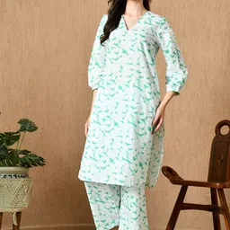 KELIN Women Floral Printed Regular Pure Cotton Straight Kurta with Palazzos-picture-13