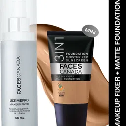 faces canada Makeup Fixer (50ml) + Warm Sand Hydra Matte Mini Foundation (18ml) Foundation image 1
