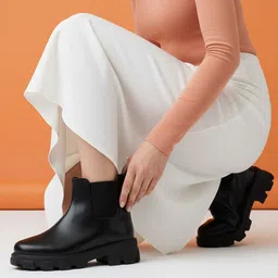 STRASSE PARIS Women Slip-On Platform Heeled Chelsea Boots-picture-11