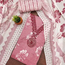 Maroosh Floral Printed Sequinned Cotton Unstitched Dress Material-picture-23