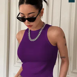 TOOCHKI Women Pack Of 2 Ribbed Round Neck Sleeveless Tank Crop Top-image-66