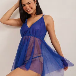 Clovia Women Self Design Baby Doll image 4